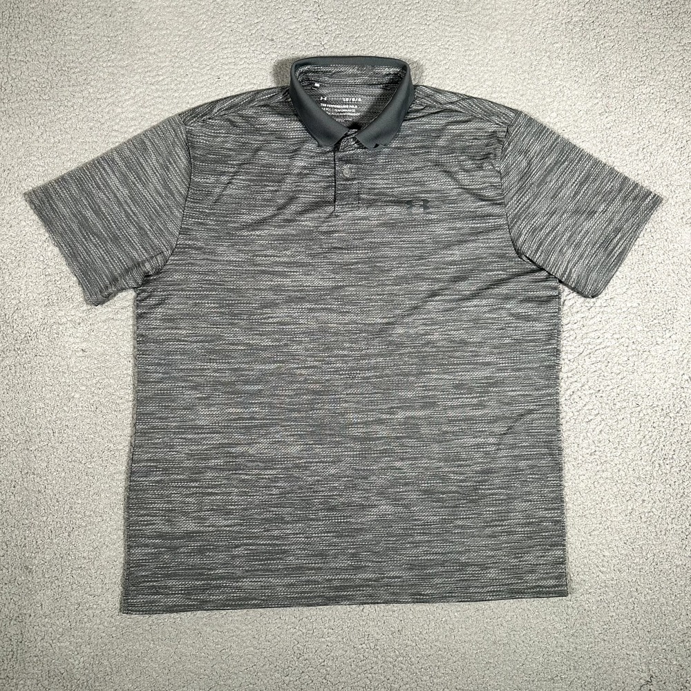 Under Armour Shirt Mens Large Gray Performance Polo Golf Casual Logo Stretch